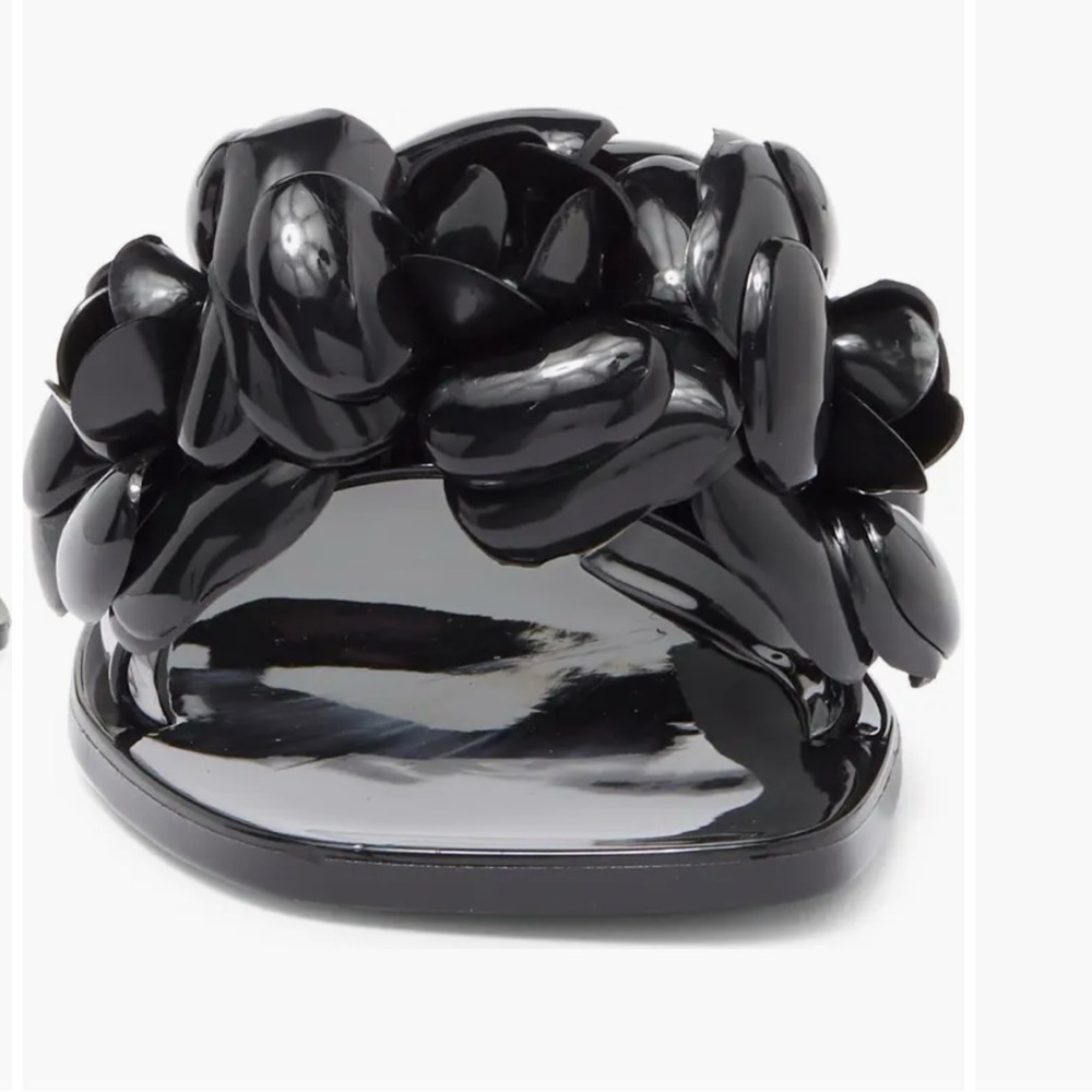 Jeffrey Campbell Black Slide Sandals with Floral Embellishment - Picture 5 of 6